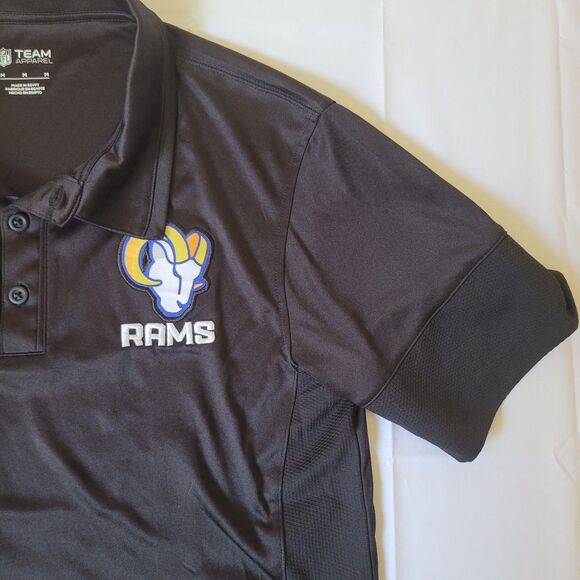 Los Angeles Rams Polo Shirt Men’s Medium NFL Team Apparel Black Golf Polo - Picture 7 of 9